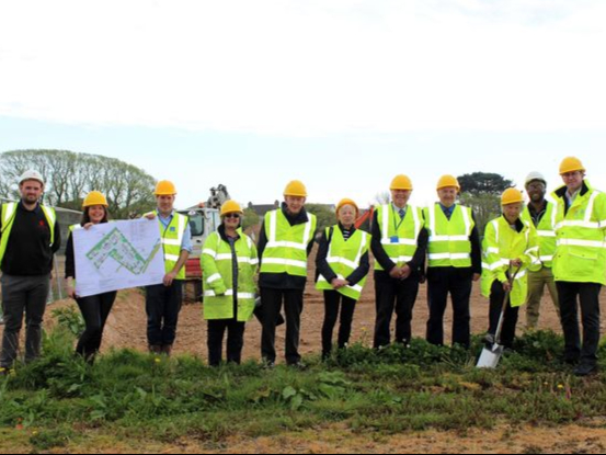 At the Turf Cutting at St Ann's Chapel are, friom left: Giles Staines from Classic Builders; Issy Blake, Head of Housing at South Hams District Council; Tom Morris, Specialist, Community Housing at South Hams District.
Picture LDR service