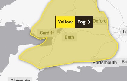 Further Yellow Warning of difficult foggy conditions
