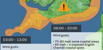 Storm Ciarán will cross the South West on Thursday
