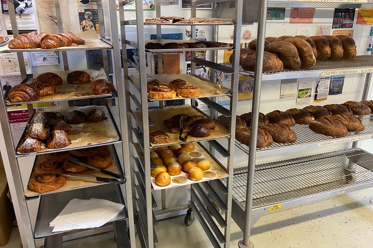 The freshly baked pastries and bread