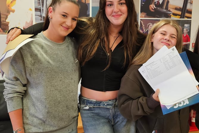 Girls celebrating their results