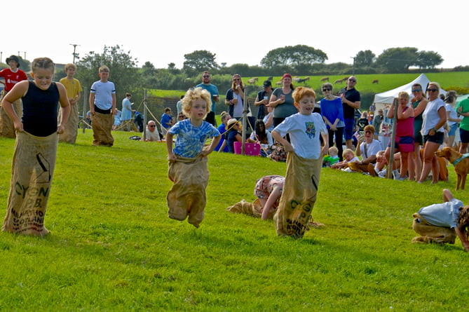 The sack race at Stoke Fleming Show