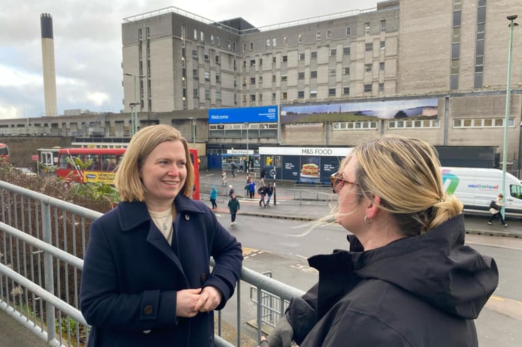 Rebecca Smith MP outside Derriford Hospital