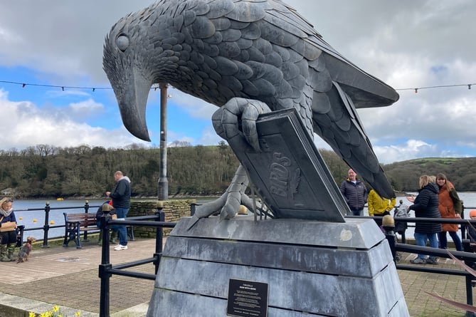 The Rook With a Book giant sculpture created by Thrussells to celebrate The Birds written by Daphne du Maurier