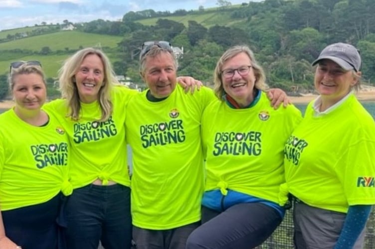 Jane Morris with members of Salcombe Yacht Club