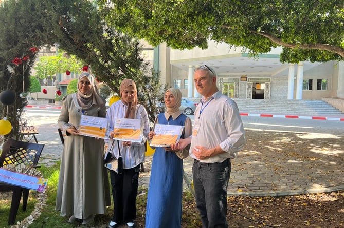 Totnes-based teacher Nick Bilbrough initially set up the Hands Up project to teach English to Palestinian children