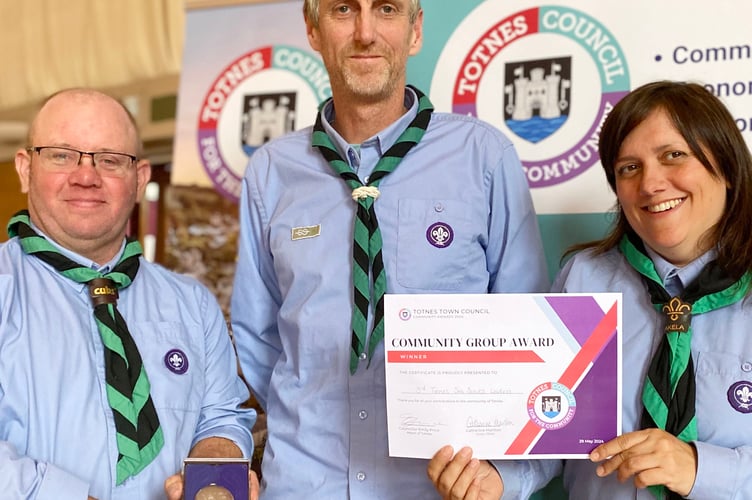 3rd Totnes Scout Group Leaders, who were joint winners of the group Community Award.  